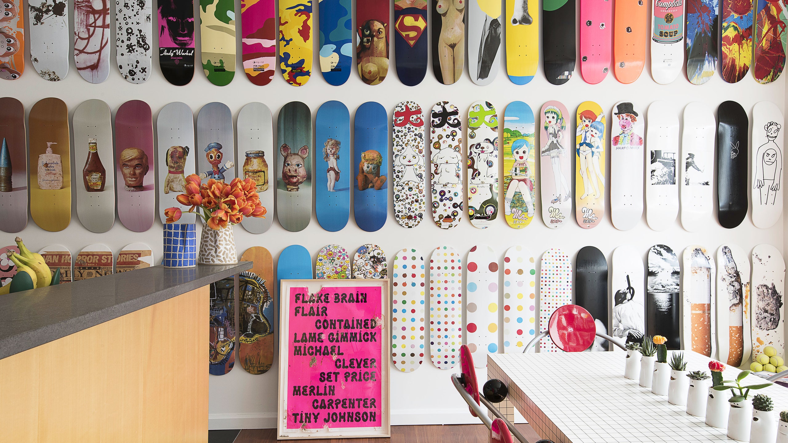 A collection of boards in Raquel Cayre's New York apartment.