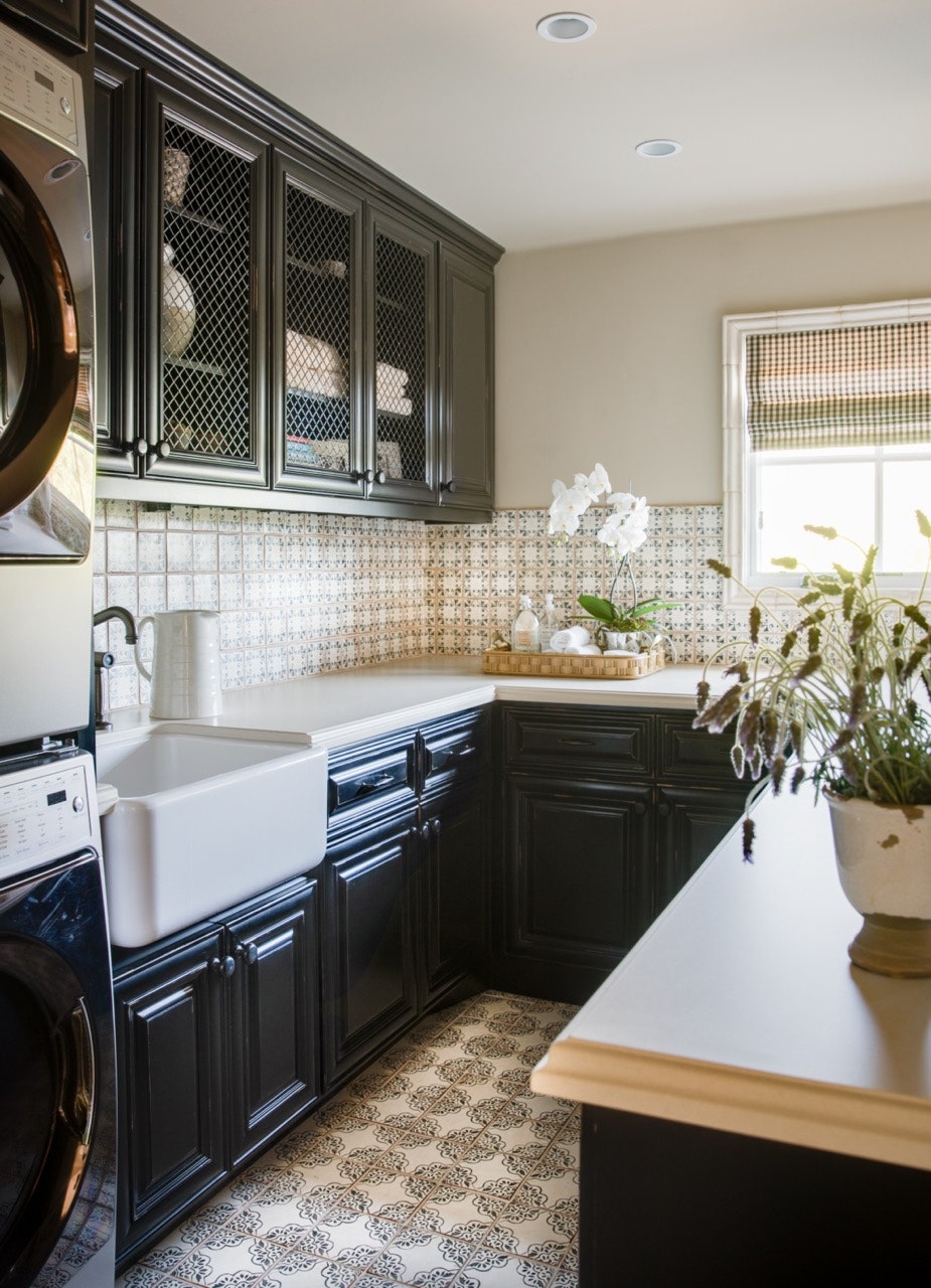 The mesh front on these cabinets makes an immediate statement.