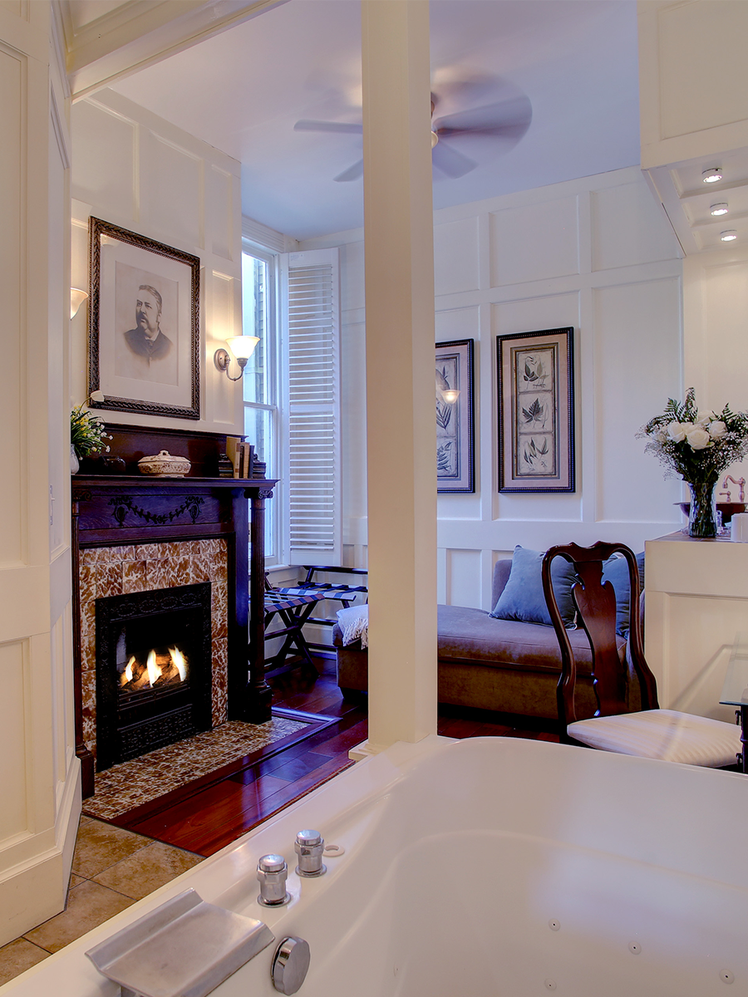 View of Victorian-style bed and breakfast sitting room