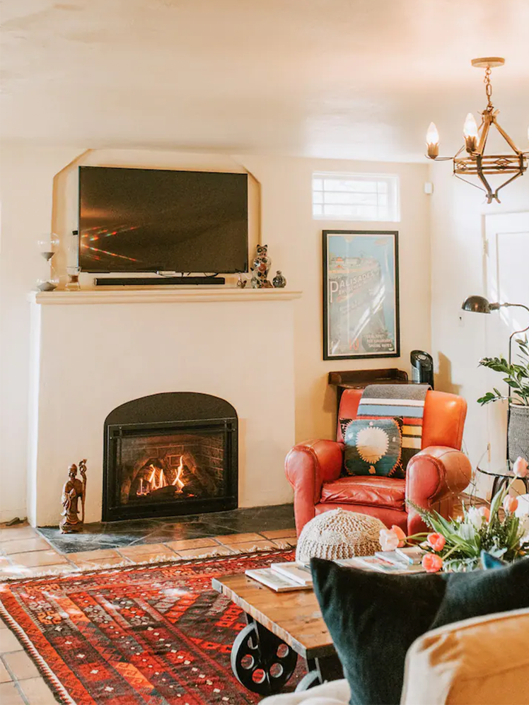 Spanish casita-style living room in Santa Cruz, CA